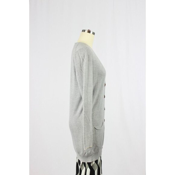 SEE BY CHLOE Gray 100% Virgin Wool Slim Fit V-Neck Cardigan Sweater, Size 4 - Picture 2 of 14